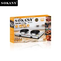 Cuisinière électrique portable Sokany, plaque chauffante double solide, cuisinière à induction électrique en acier inoxydable à 2 brûleurs