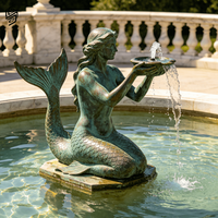 Statue de fontaine sirène en bronze sur mesure de grande taille, sculpture aquatique pour la décoration de villas et de terres de famille