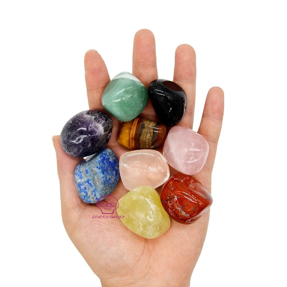 Hot Selling Spiritual Meditation Crystal Heart Healing Crystal 7 Chakra Tumbling Stone