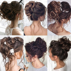 Chignon en cheveux humains FQ à clipser, ondulations lâches, 20 cm, pour femmes, extension de coiffure relevée - Product Image 5