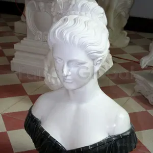 High Quality Stone White Classic Marble Bust Head Statues Hand Carving Stone Carvings And Sculptures
