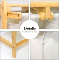 Keranjang Cucian Bambu Modern dengan 2 Kantong Geser Abu-abu yang Dapat Dilepas untuk Kamar Mandi, Dapat Disesuaikan