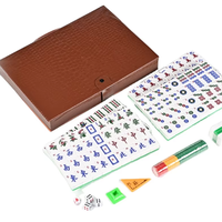 Jeu de Mahjong 144 tuiles en acrylique pailleté de 37 mm, lettres anglaises, avec dés, coffret cadeau portable