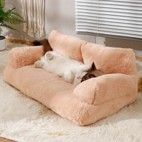 Lit pour chien et chat XL en fausse fourrure douce et 100% fibres de coton - Housse amovible lavable, coussin à haute résilience, design moderne