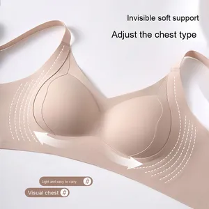 Soutien-gorge de sport tricoté de haute qualité à bretelles réglables, bonnets fixes, sans coutures, effet push-up gelée pour petites poitrines, usage quotidien - Product Image 2