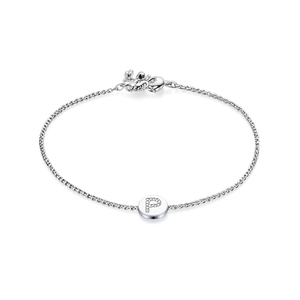 Bracelet en acier inoxydable Acero 1 cm avec lettre P simple face, bracelet à breloques tendance pour femme - Product Image 2