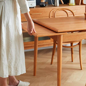 Mesa de Comedor Plegable Euler Furniture, Madera Maciza Rectangular Extensible, Estilo Nórdico, Madera de Cerezo Japonés - Product Image 4