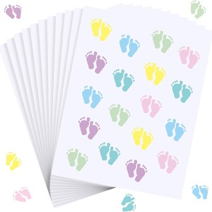 Pegatina adhesiva con diseño de huella de bebé, pegatina decorativa para cierre de sobres, decoración para baby shower, papel autoadhesivo para decoración navideña - Product Image 1