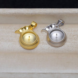 Colgante de Plata S925 con Forma de Bolsa de Dinero, Perla Mabei de 9 mm, 4451, Accesorio para Manualidades, Soporte Vacío para Cartera, Componente para Joyería - Product Image 2