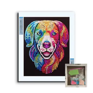 Harlequin Hound Sequin Art Colorful Diy Canvas Diamond Painting Set Supplier 5D Children's Animal Painting With Frame