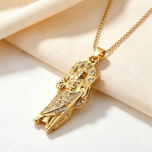 Pendentif religieux en acier inoxydable plaqué or 18 carats, Santa Muerte, Saint Jude, Vierge Marie, Jésus, charme Hip Hop, amulette catholique - Product Image 4