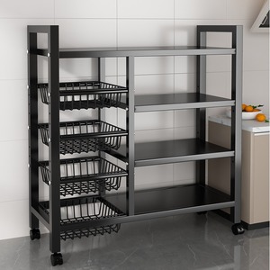 Multi Functional Kitchen <b>Storage</b> Rack Steel Rectangle Standing Type With <b>Baskets</b> For Neatening <b>Storage</b> - Product Image 1