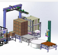 Palletisasi Robot Penumpuk Otomatis, Palletizer Jenis Robot Pengangkat dan Tempat, Kotak Karton