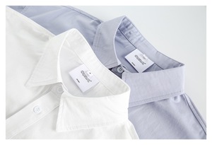 Camicia Corta da Uomo in Cotone Azzurro Stile Giapponese Minimalista, Vestibilità Boxy, Basso MOQ - Product Image 4