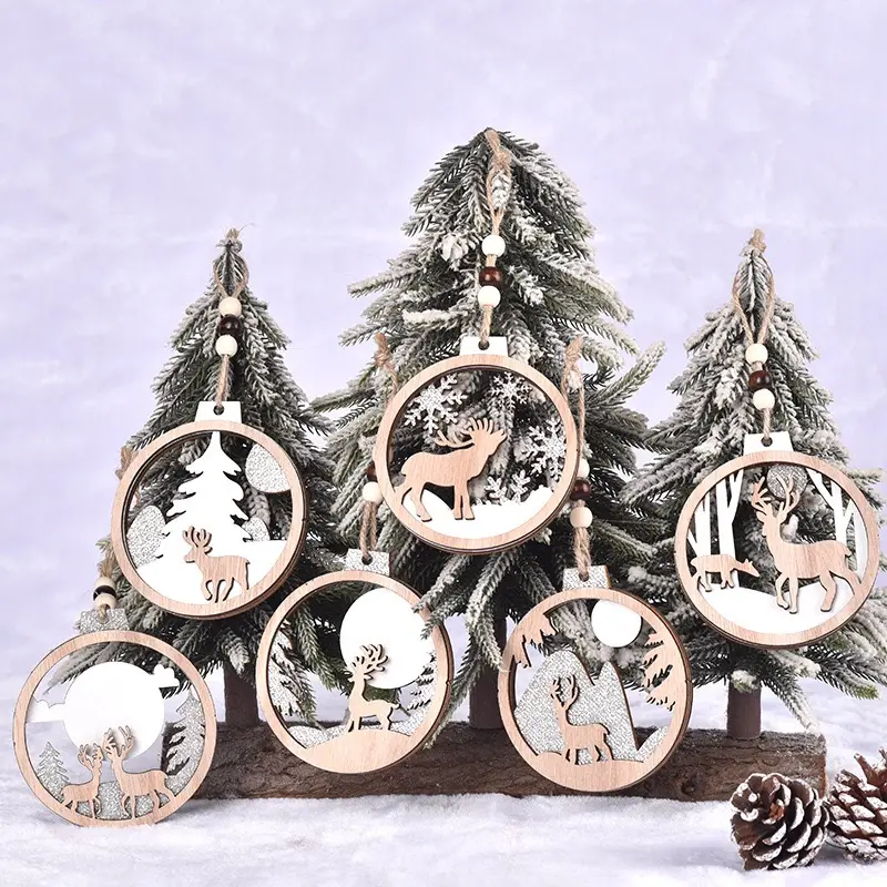 Creatieve Mode Kerstversiering Houten Elanden Sneeuwman Ornament Rendier Muur Decor Kerstboom Decoraties Hanger