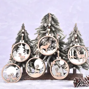 Creative Fashion Christmas decorations Wooden elk Snowman Ornament Reindeer Wall Decor Xmas Tree Decorations pendant