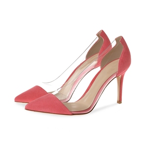 Escarpins D'<span class=keywords><strong>Orsay</strong></span> à bout pointu en daim corail pour femme, talon aiguille, PVC transparent, sexy, pour soirée, dîner, été, chaussures élégantes, vente en gros OEM ODM - Product Image 1