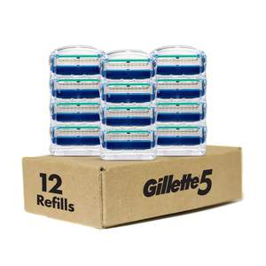 Recharges de lames de rasoir Gillette5 pour hommes, lot de 12, cartouches en acier inoxydable avec bande lubrifiante pour un rasage confortable - Product Image 2