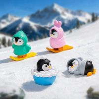 Figurine miniature mignonne de pingouin skieur en PVC, accessoire de décoration DIY pour scène de neige et petit ornement de voiture
