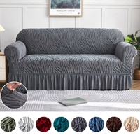 Ensemble de housses de canapé personnalisées élastiques, simples, doubles ou triples, en tissu cationique épais, antidérapantes, avec jupe, vente en gros