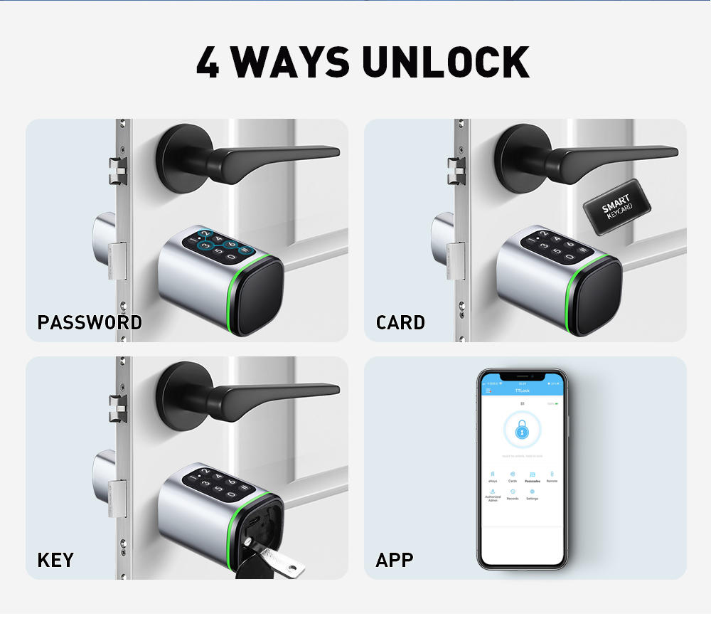 SMARTEK S1K Passcode RFID IC Card KEY TTLOCK APP BLE Door Smart Cylinder Lock For Replacing Old Mechanical Cylinder