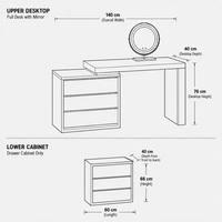 Table de toilette moderne minimaliste Zen en chêne, ajustable, multi-tiroirs, gain de place, pour appartement