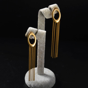 Pendientes de joyería fina de lujo con borlas largas de acero inoxidable dorado, exagerados y a la moda, al por mayor. - Product Image 5