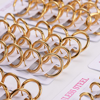 Aros de Oro de 18K en Oferta, Pendientes de Aro Brillantes Chapados en Oro, Juego de Pendientes de Aro Abrazadores de Acero Inoxidable