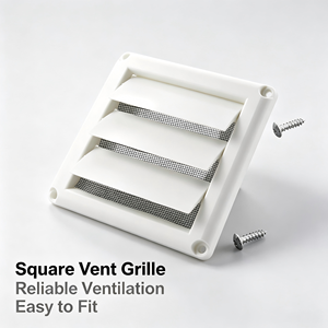 Grille d'aération carrée en plastique blanc avec maille, espacement des barres de 3/8 po, lames à 45 degrés pour l'évacuation de l'air mural - Product Image 5