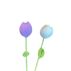 Lindo ramo de tulipanes regordetes, flores tejidas a crochet hechas a mano, producto terminado DIY, regalo creativo de cumpleaños para mejores amigos - Product Image 5