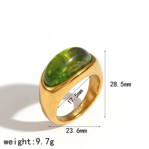 Geometric Resin <b>Titanium</b> Steel <b>Ring</b> Set For Women Elliptical Design Stainless Steel Jewelry Gift Occasion TR4526 - Product Image 4