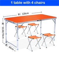Ensemble table et chaises pliantes de camping YILU, table de pique-nique portable d'extérieur avec 4 tabourets