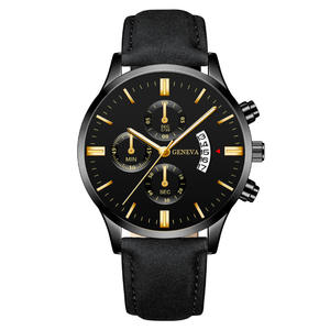 <span class=keywords><strong>Montre</strong></span> à quartz pour <span class=keywords><strong>homme</strong></span>, vente en gros d'usine, très tendance, à trois cadrans, boîtier en alliage, verre cristal, bracelet en PU, bracelet de 20 mm, calendrier - Product Image 1