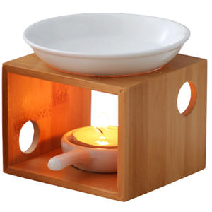 Brûleur d'huiles essentielles en bambou, diffuseur aromatique écologique, porte-bougie chauffe-plat <span class=keywords><strong>pour</strong></span> yoga et spa, encens de massage - Product Image 5