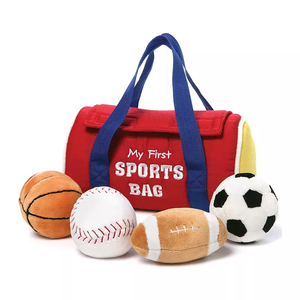 Simpatici Peluche Sportivi Realistici per Bambini: Calcio, Basket, Baseball - La Mia Prima Borsa Sportiva Personalizzata con Set di Peluche Imbottiti - Product Image 1
