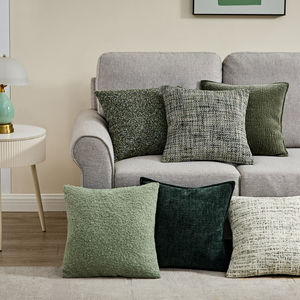 Capa de Almofada para Sofá com Técnica de Bordado Alta Qualidade Lavável com Zíper Verde 45*45cm - Product Image 1