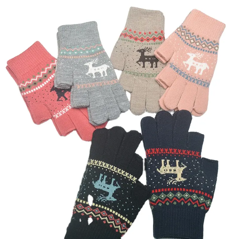 NANatongxue, Фабричный магазин, оптовая продажа, индивидуальные вязаные Жаккардовые Зимние теплые перчатки с пятью пальцами