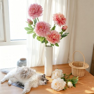 Fleur artificielle de pivoine Ruoyun, rose clair, champagne, rose foncé, décoration d'intérieur, bouquet de mariage, respectueux de l'environnement - Product Image 1