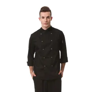 Popular New Fashion Restaurant Hotel Catering Kitchen Cooking Food Long Sleeve Coat Jacket White Black chefs clothing uniforms