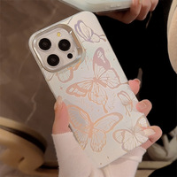 Papillon bleu Ins avec chaîne de suspension pour Apple 15 Pro Max pour iPhone 13 Laser 14 Ultra Fairy 16-TPU étuis de téléphone portable
