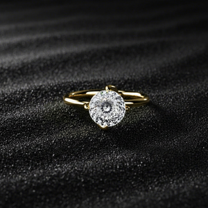 Bague solitaire en diamant de laboratoire de qualité DEF VVS VS, taille portugaise originale, plaqué or sur argent sterling 925 certifié IGI, cadeau de fête - Product Image 1