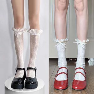 <b>Lace</b> <b>Socks</b> Women White Milk White Cotton Breathable Calf Length Solid Color Lolita Style Spring Summer Fashion <b>Socks</b> - Product Image 1