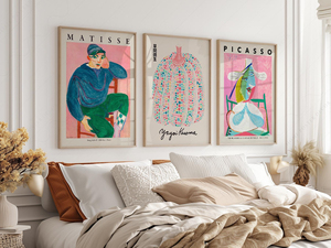 HAOWAI OEMODM 3 pièces d'impressions murales, Henri <span class=keywords><strong>Matisse</strong></span>, Pablo Picasso, Yayoi Kusama, Maîtres modernes, <span class=keywords><strong>Exposition</strong></span> de pastels, Décoration intérieure - Product Image 3