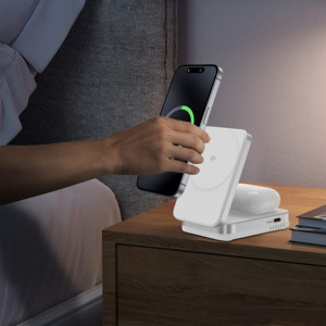 Directo de fábrica M29 Qi2 15W Blanco Negro 2 en 1 <span class=keywords><strong>Cargador</strong></span> inalámbrico magnético superrápido plegable para teléfono - Product Image 2