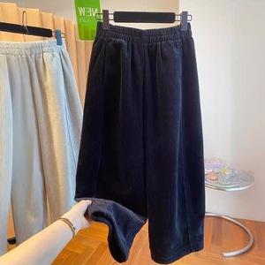 Corduroy Trousers Women Thickened Wide Leg Loose Straight Crop Casual <b>Pants</b> Autumn Winter 2025 Fleece <b>Lined</b> Micro Elasticity - Product Image 4
