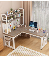 Bureau d'ordinateur durable pour salon avec étagère en forme de L, hauteur réglable, design moderne