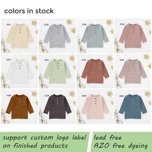 Groothandel 0-4T Langarm Biologisch Katoenen Pyjama Top Geribbelde Baby T-shirt - Product Image 3