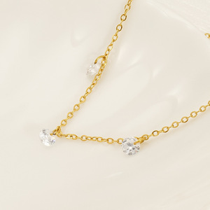Zogxin Crystal Necklace Gold Chain With Zircon Pendant For Women Everyday Wear Leisure Style Geometric Design - Product Image 3