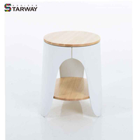 Table basse ronde minimaliste de Style nordique MDF frêne PP usine en plastique meubles de maison en gros