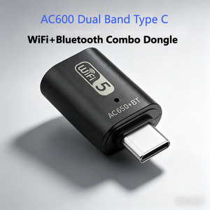 Adaptateur WiFi et Bluetooth Combo 600 Mbps Type C, Carte Réseau Sans Fil Double Bande AC600 pour Ordinateur Portable, Ordinateur de Bureau, <span class=keywords><strong>Mac</strong></span>, Linux - Product Image 1